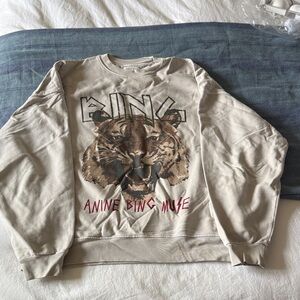 Anine Bing Cream Tiger Crewneck Sweatshirt